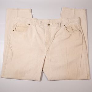 Vintage LL Bean Mens 42x30 Pants Beige Cotton Canvas Chino Made in USA